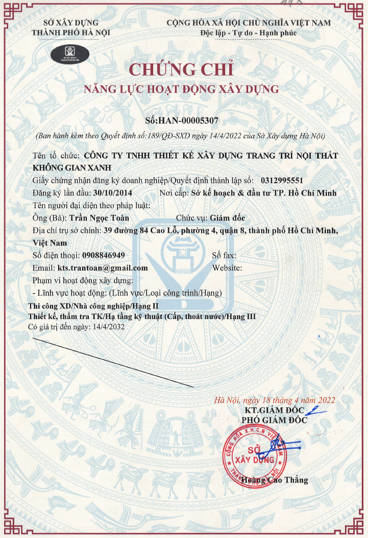 Chứng chỉ năng lực hoạt động xây dựng